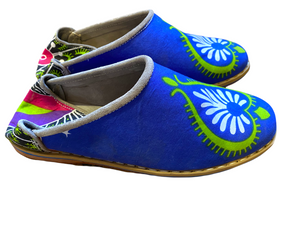 African Wax Babouche slippers in blue size EUR39 - UK6