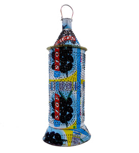 Blue with Black Olives Tube Standing Moroccan Lantern