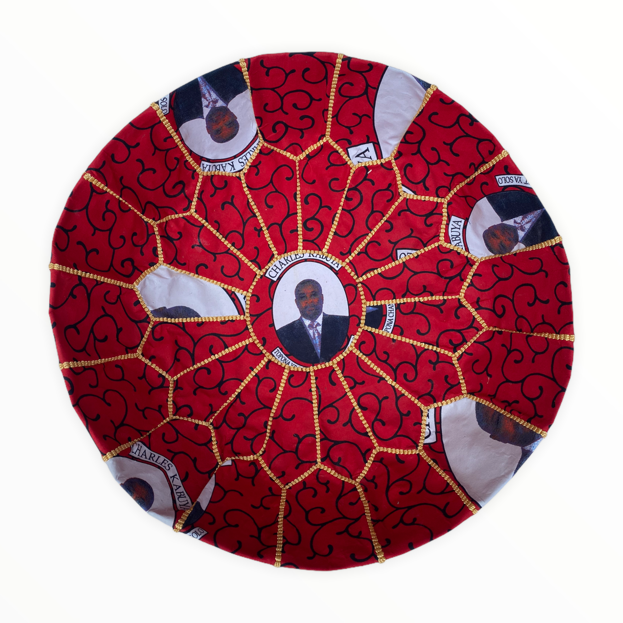 Charles in Red African Wax Pouffe