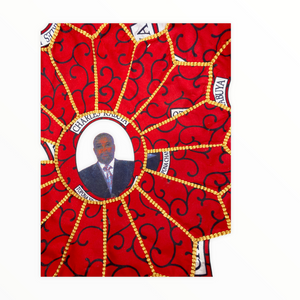 Charles in Red African Wax Pouffe