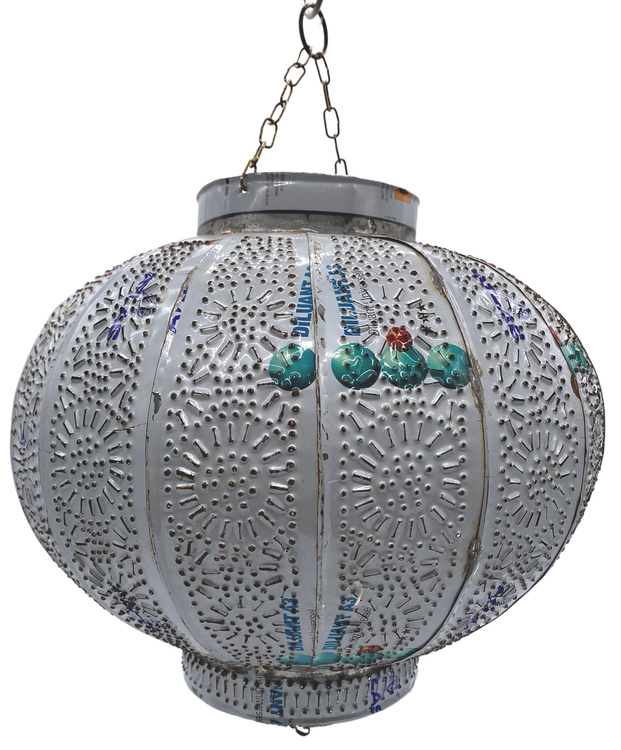 Grey Round Hanging Moroccan Lightshade