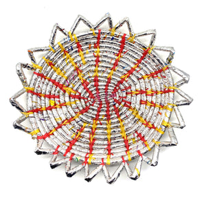 Recycled Metallic Platter Silver with Yellow and Red