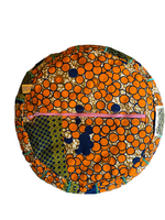Load image into Gallery viewer, Orange Dots African Wax Pouffe
