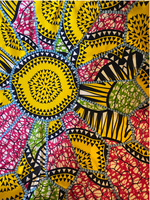 Load image into Gallery viewer, Yellow Lemon with Green and Pink African Pouffe
