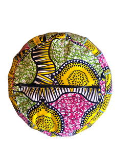 Yellow Lemon with Green and Pink African Pouffe