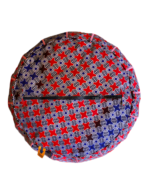 Red and Blue African Pouffe