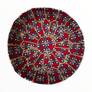 Red and Square Africa Wax Pouffe