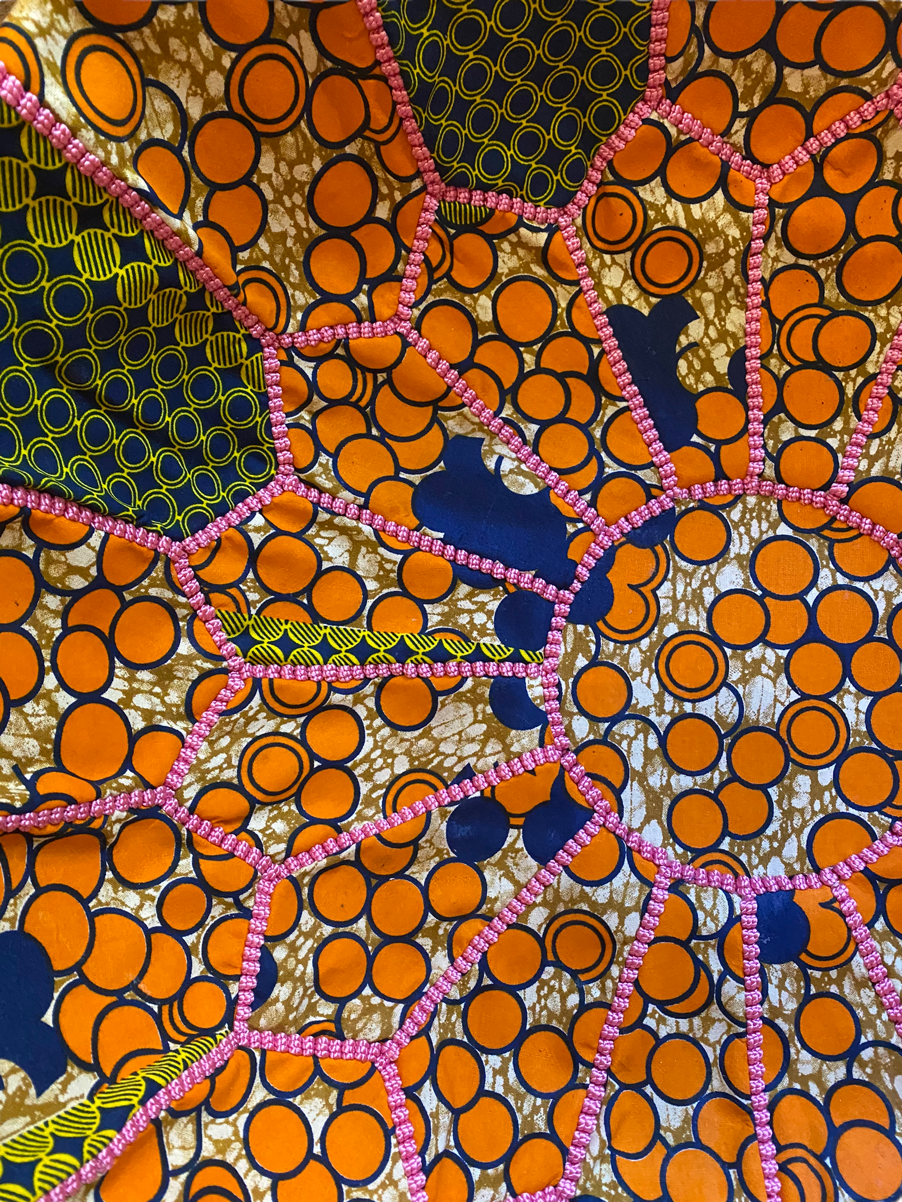 Orange Dots African Wax Pouffe