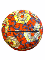 Load image into Gallery viewer, Orange Graphics African Wax Pouffe
