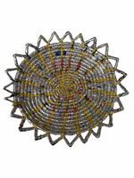 Load image into Gallery viewer, Recycled Metallic Platter Silver and Yellow stitches
