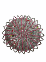 Load image into Gallery viewer, Recycled Metallic Platter Silver with pink stitches
