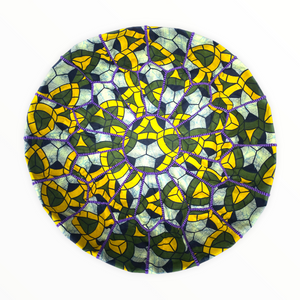 Yellow and Green African Wax Pouffe